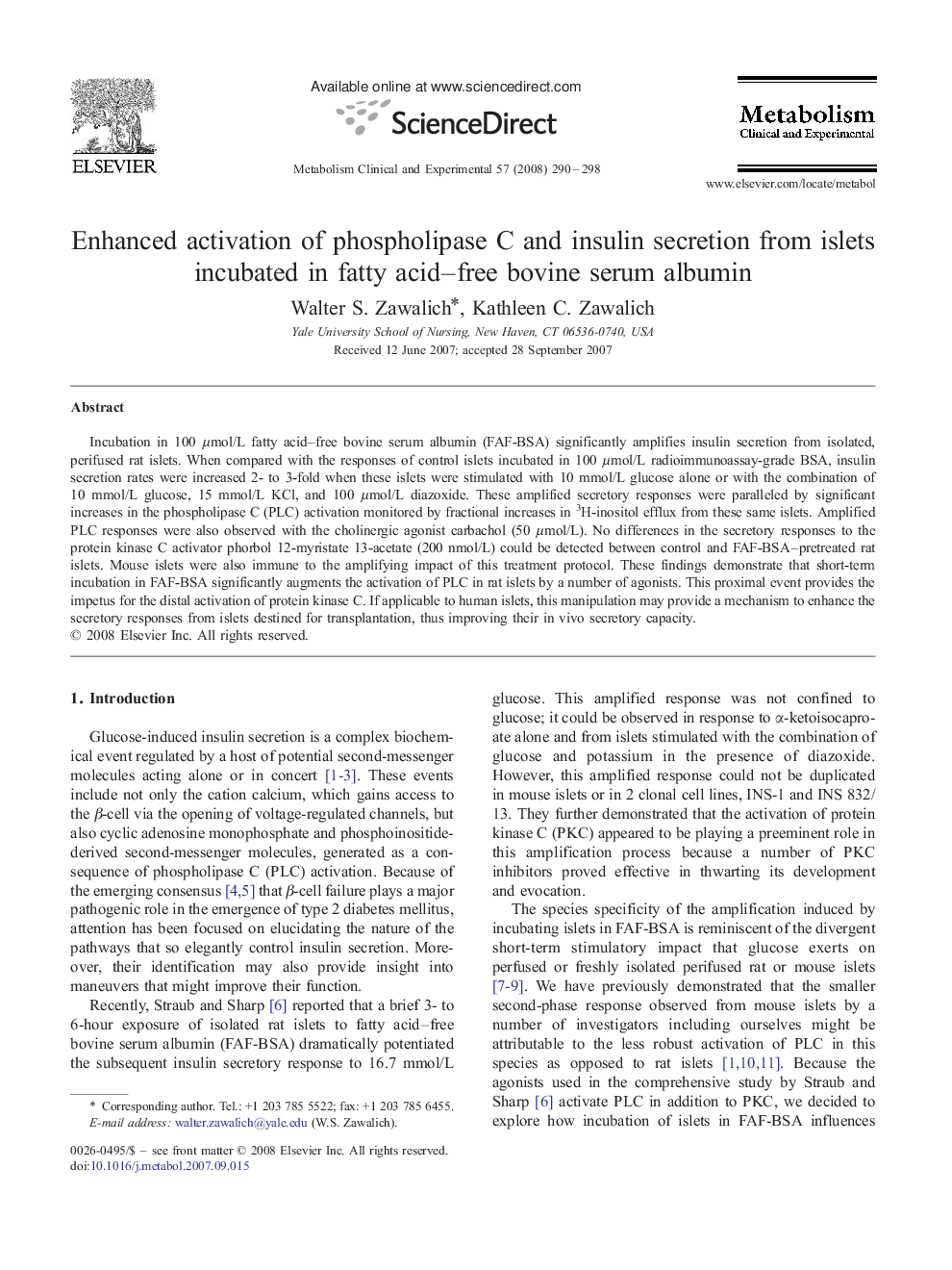 Enhanced activation of phospholipase C and insulin secretion from islets incubated in fatty acid-free bovine serum albumin