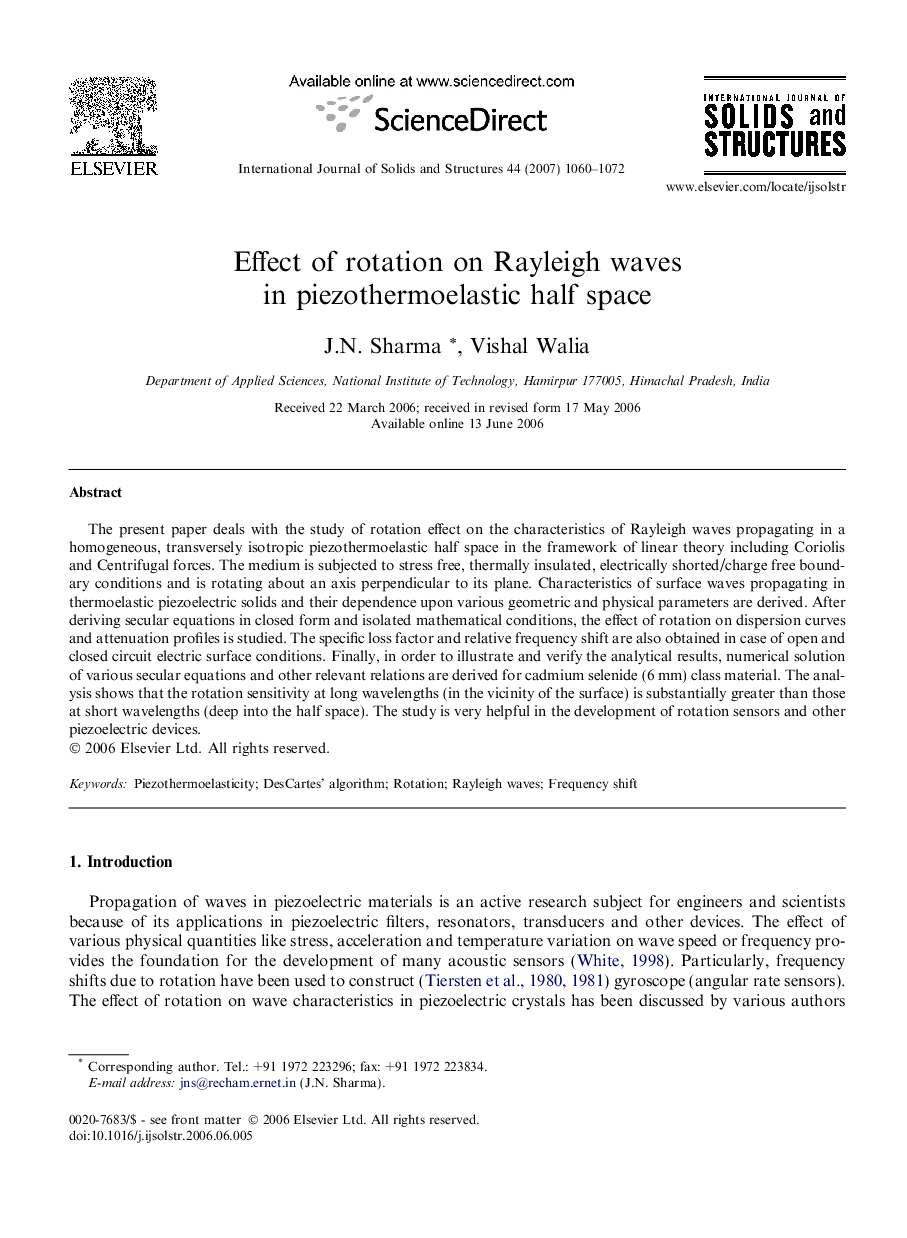 Effect of rotation on Rayleigh waves in piezothermoelastic half space