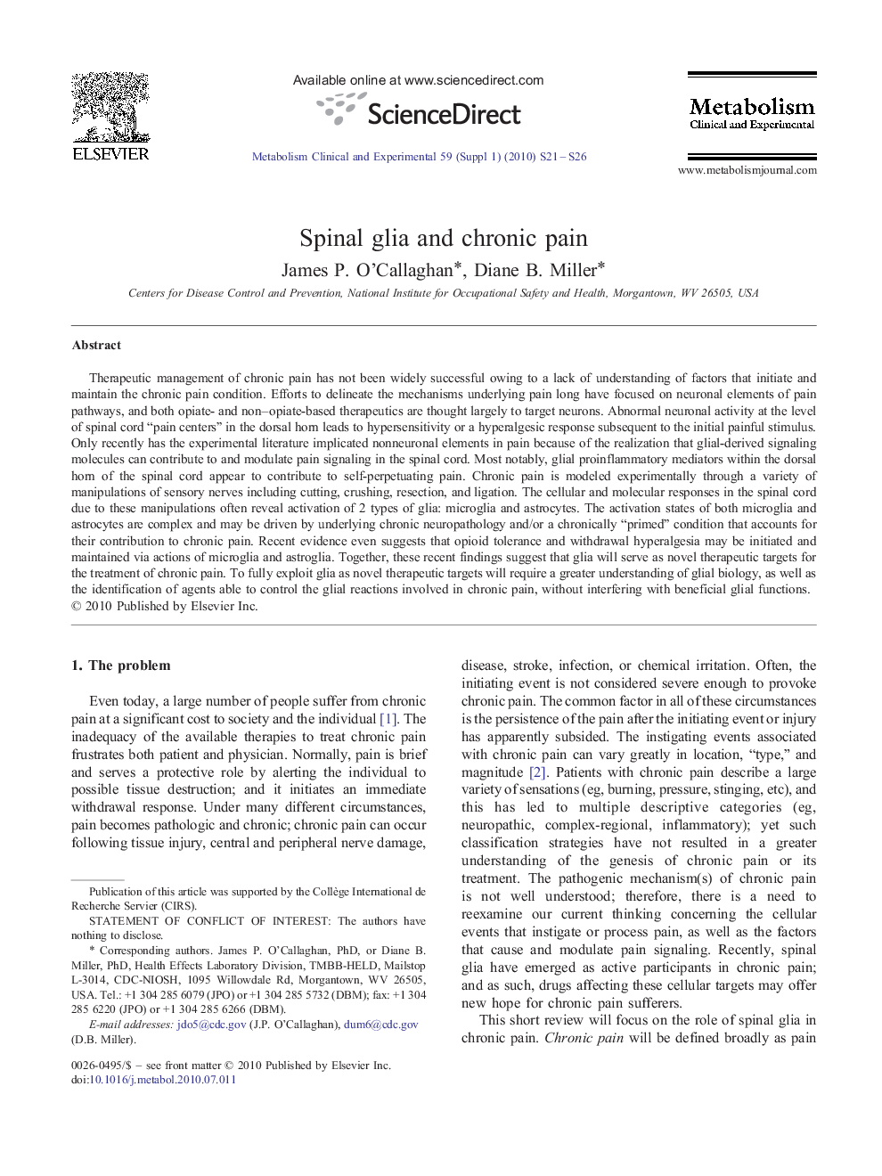 Spinal glia and chronic pain 