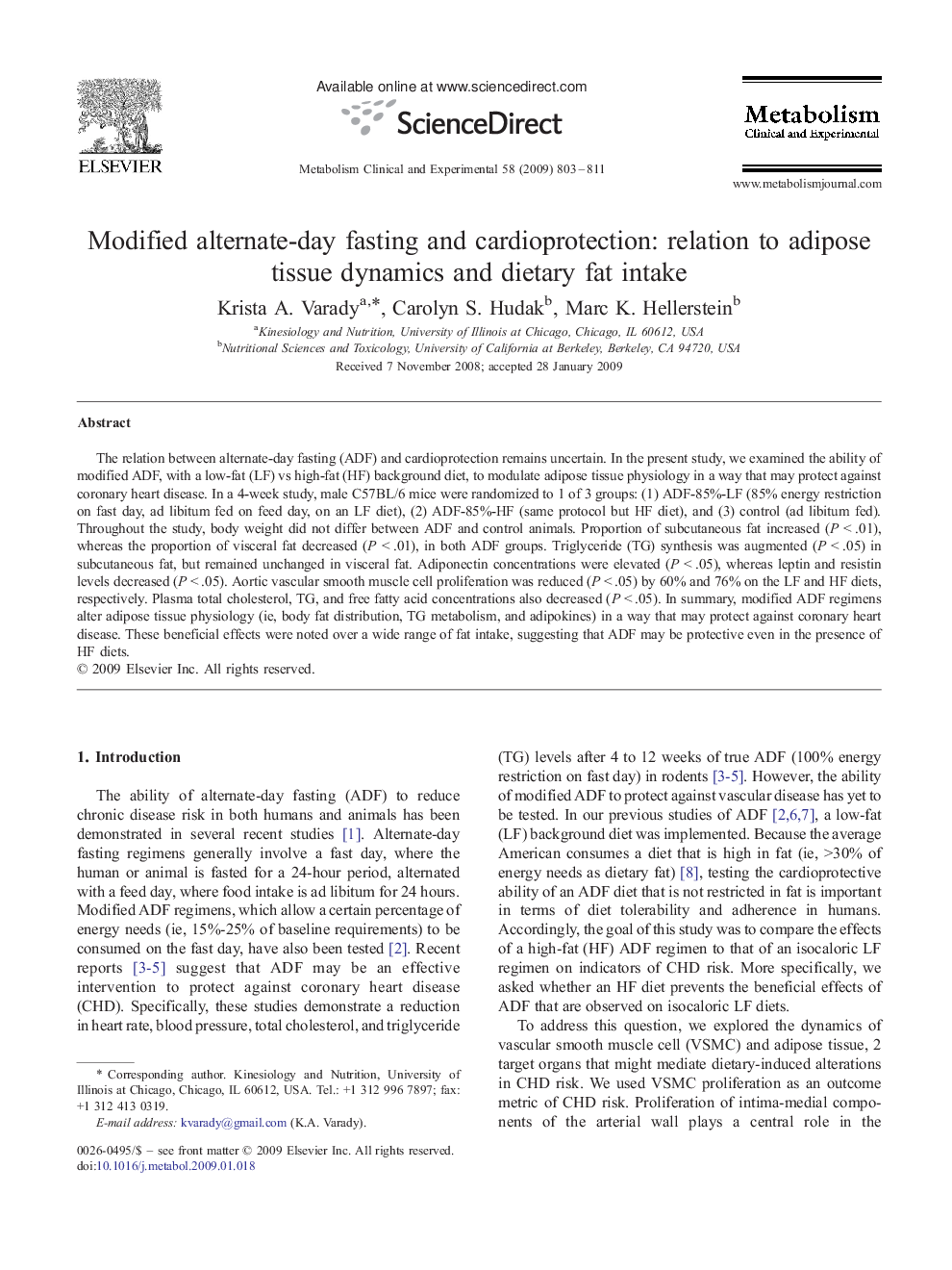 Modified alternate-day fasting and cardioprotection: relation to adipose tissue dynamics and dietary fat intake