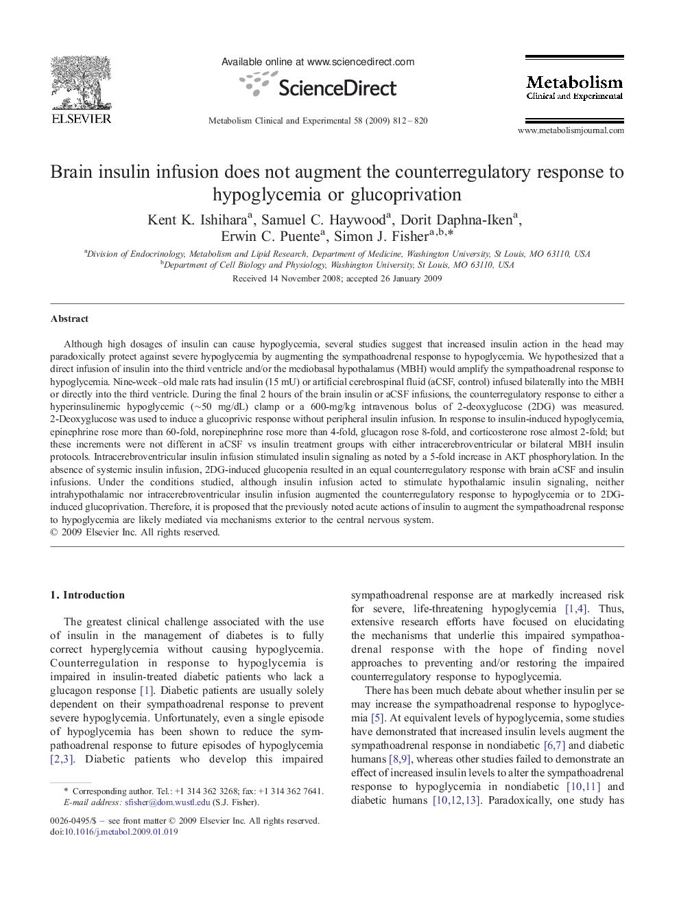 Brain insulin infusion does not augment the counterregulatory response to hypoglycemia or glucoprivation