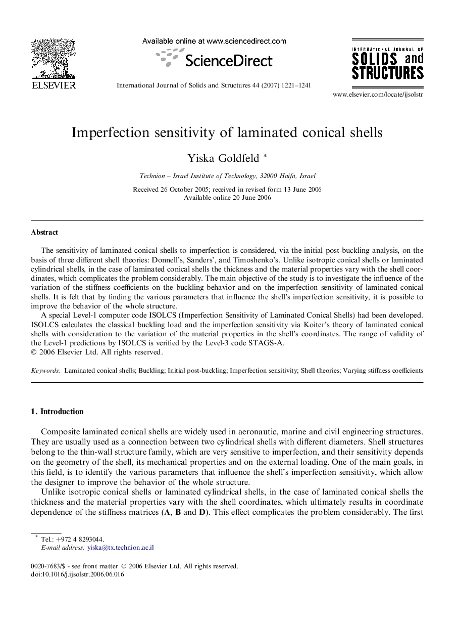 Imperfection sensitivity of laminated conical shells