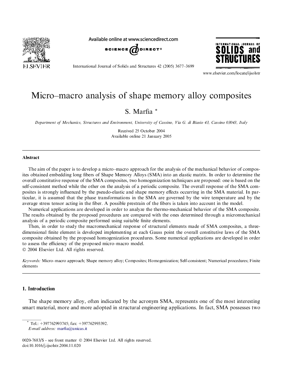 Micro–macro analysis of shape memory alloy composites