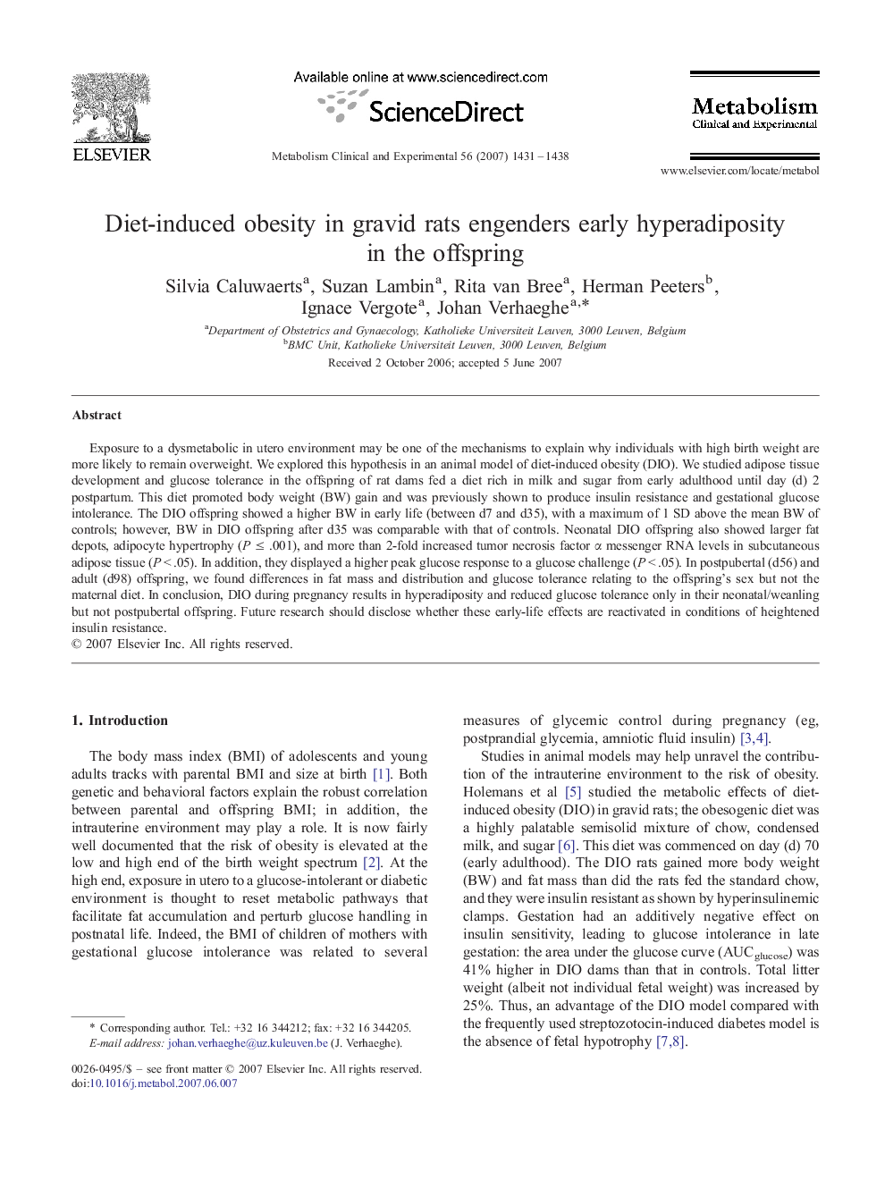Diet-induced obesity in gravid rats engenders early hyperadiposity in the offspring