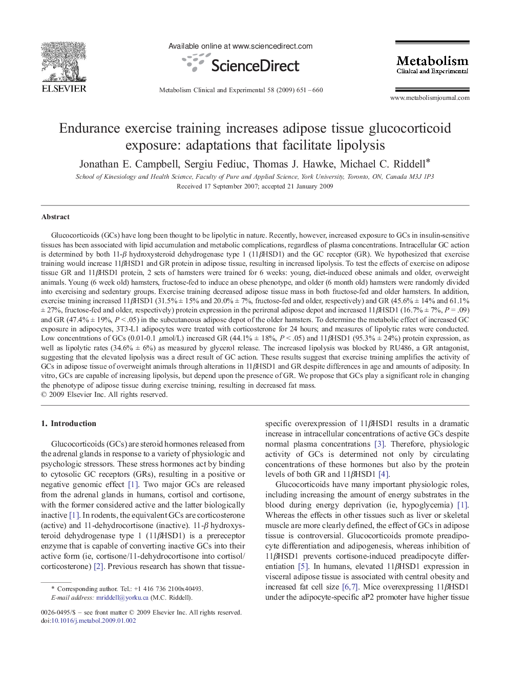 Endurance exercise training increases adipose tissue glucocorticoid exposure: adaptations that facilitate lipolysis