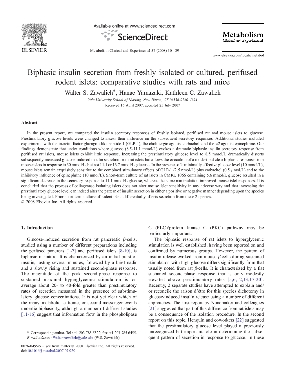 Biphasic insulin secretion from freshly isolated or cultured, perifused rodent islets: comparative studies with rats and mice