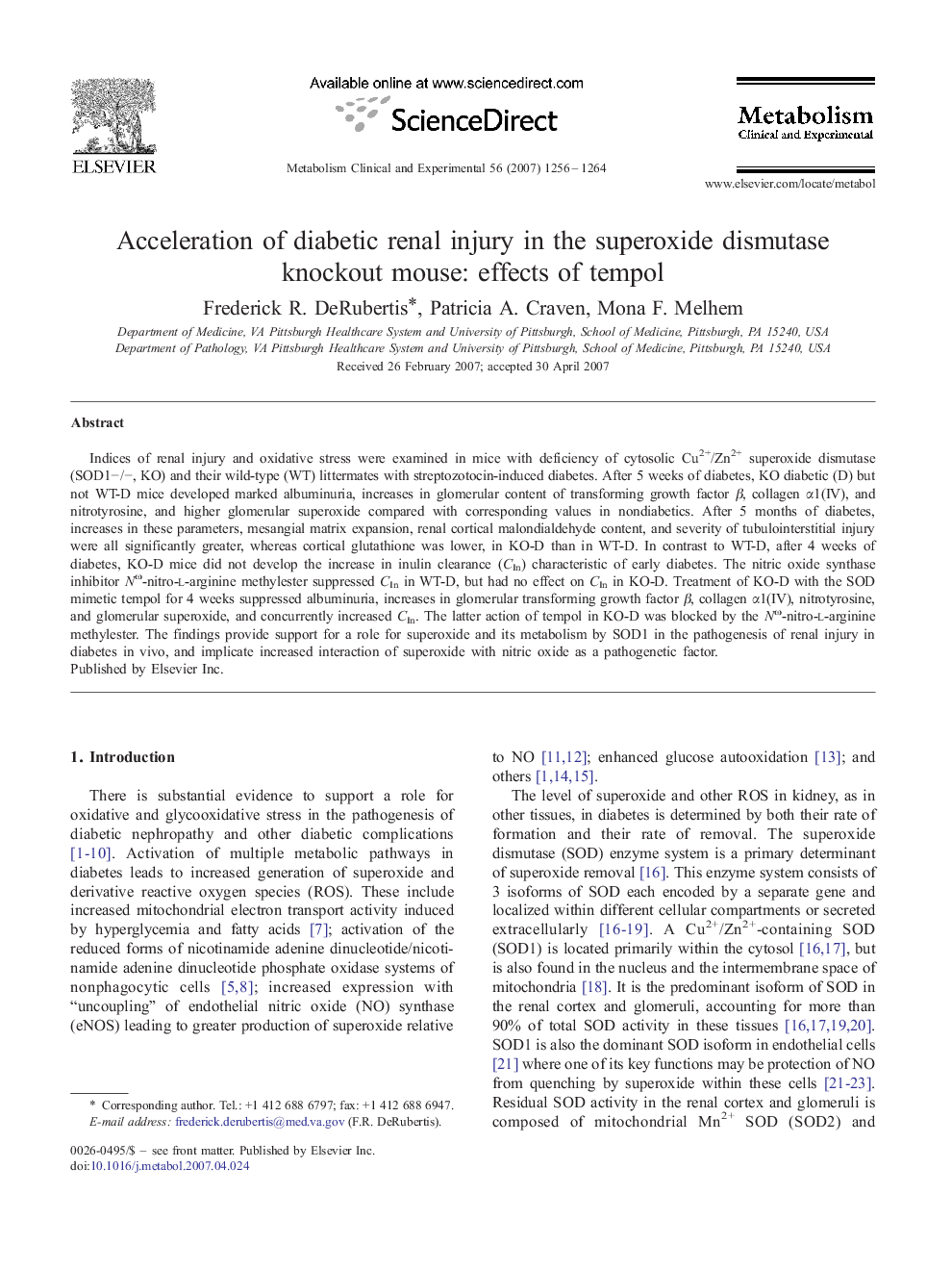 Acceleration of diabetic renal injury in the superoxide dismutase knockout mouse: effects of tempol