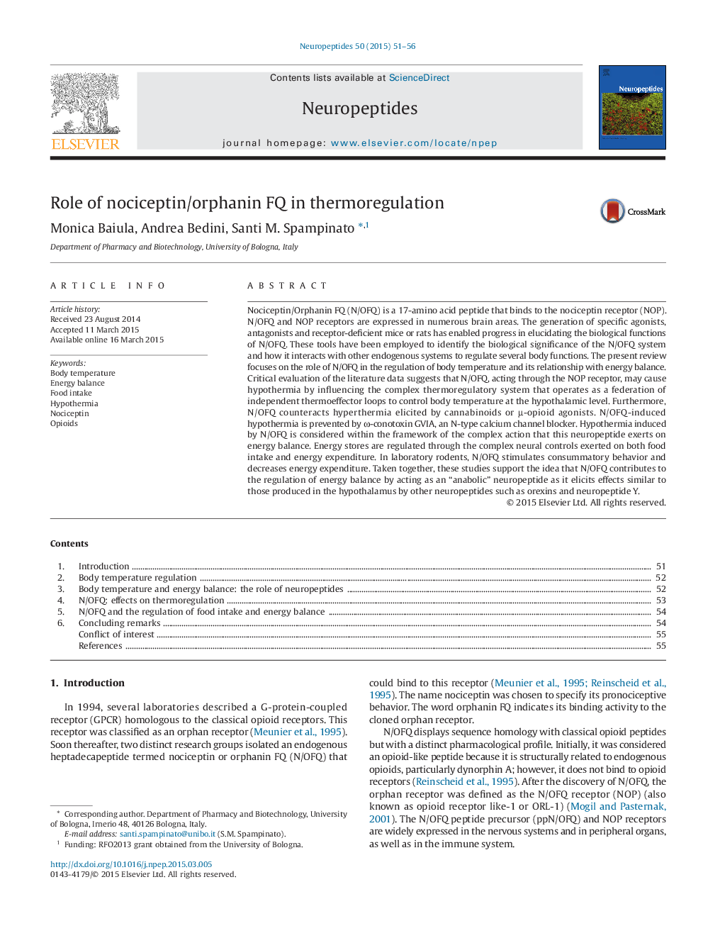 Role of nociceptin/orphanin FQ in thermoregulation