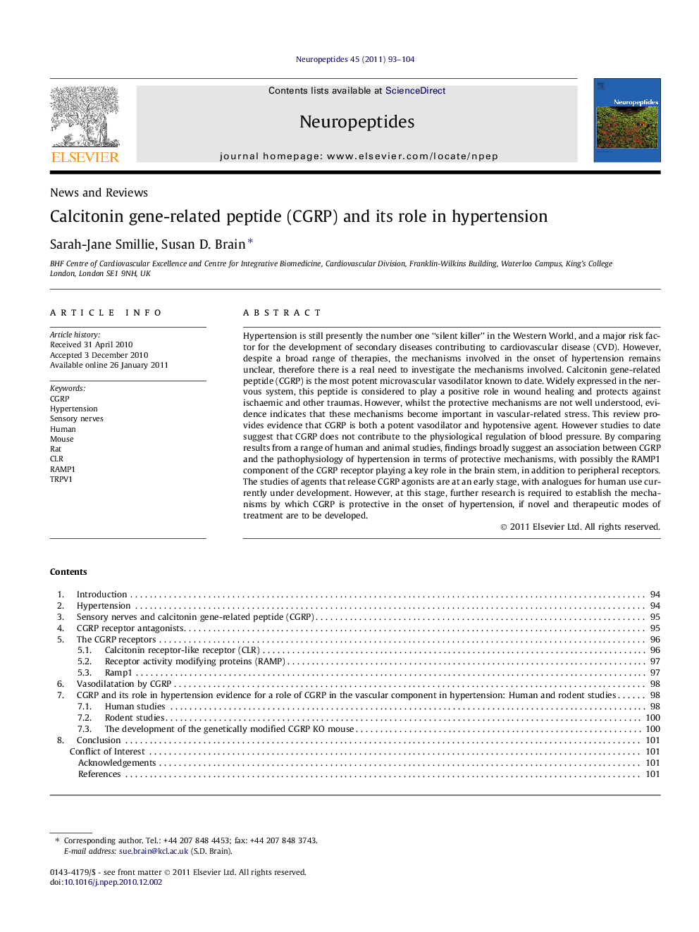 Calcitonin gene-related peptide (CGRP) and its role in hypertension