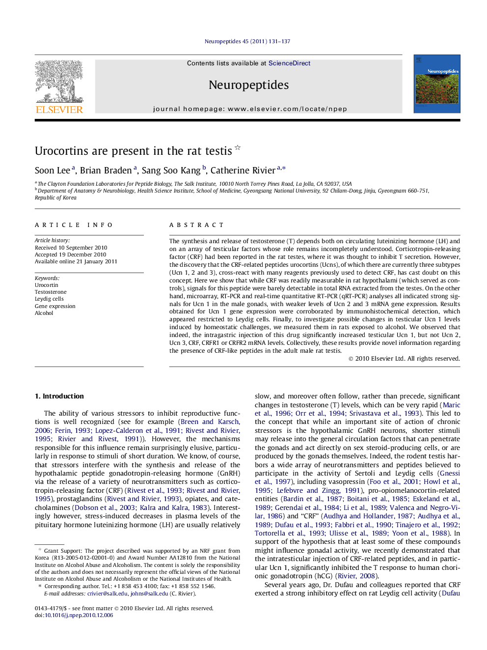 Urocortins are present in the rat testis 