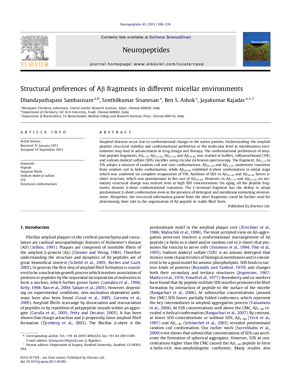 Structural preferences of Aβ fragments in different micellar environments