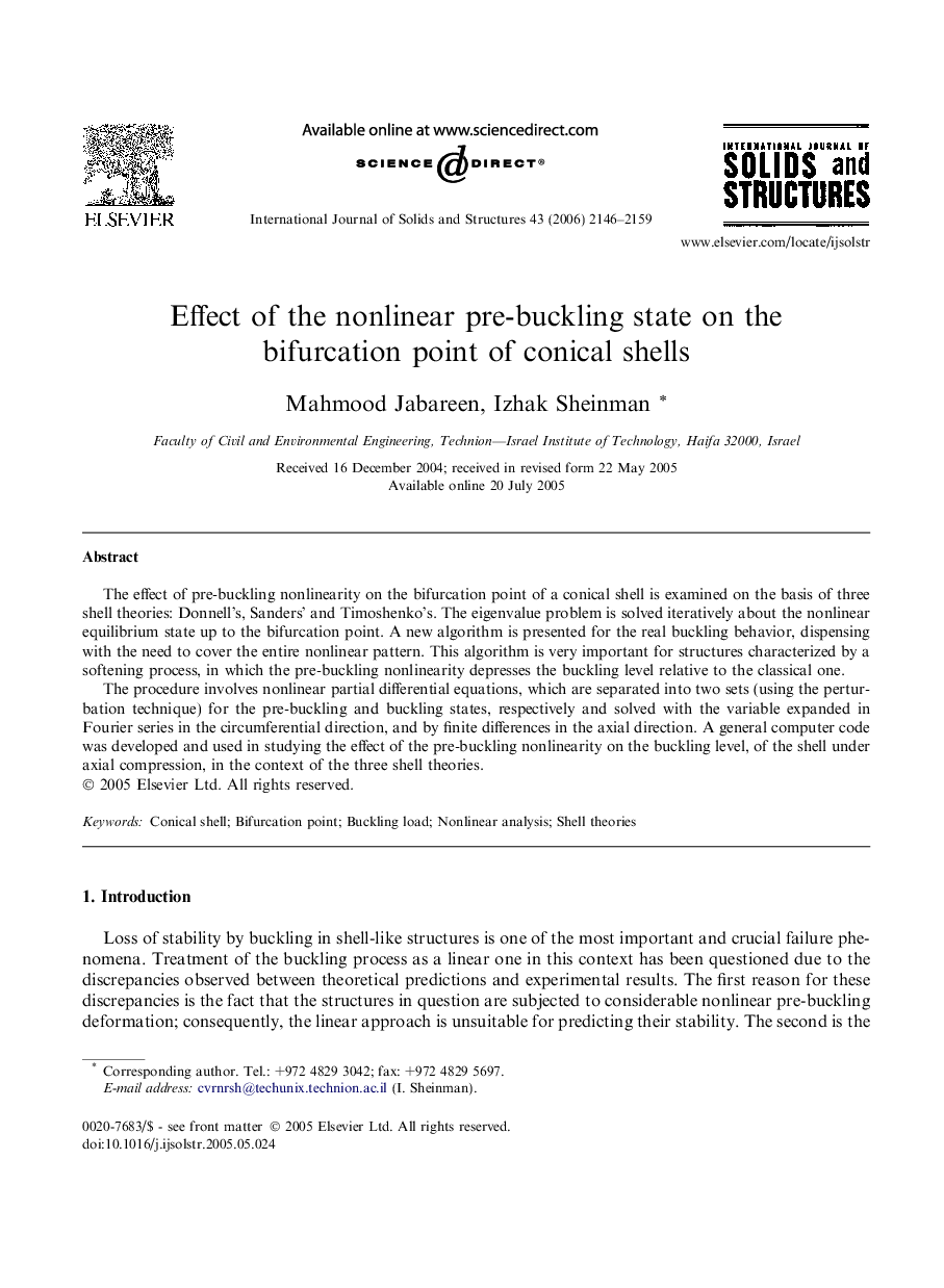 Effect of the nonlinear pre-buckling state on the bifurcation point of conical shells