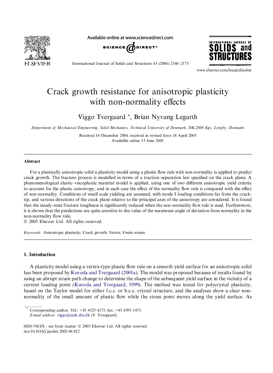 Crack growth resistance for anisotropic plasticity with non-normality effects