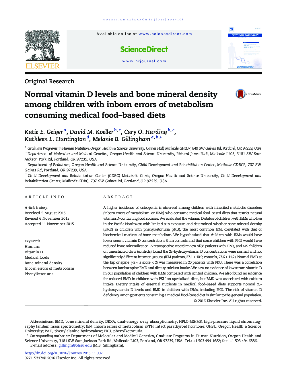 Normal vitamin D levels and bone mineral density among children with inborn errors of metabolism consuming medical food–based diets