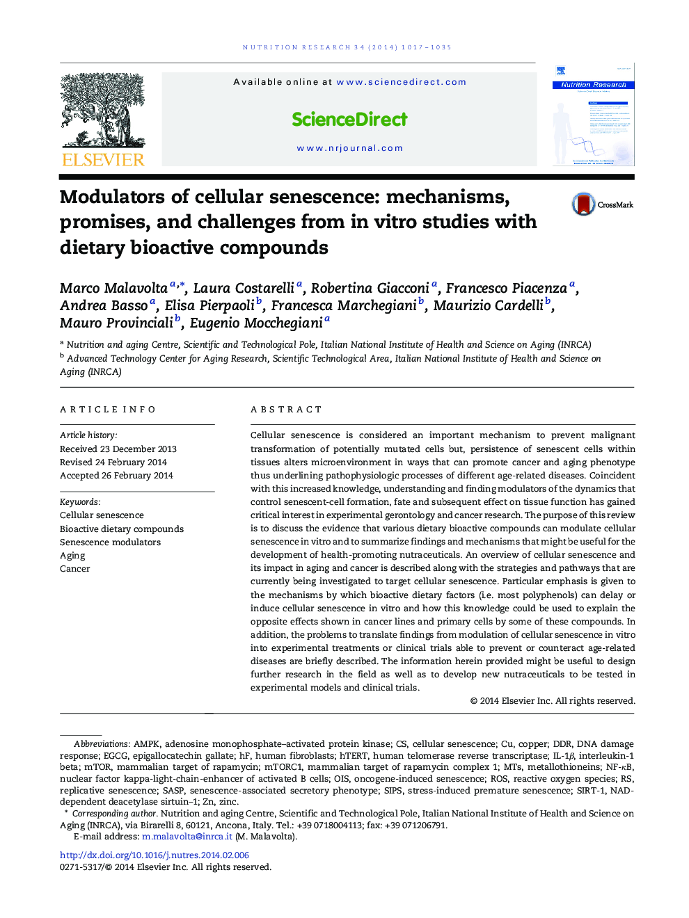 Modulators of cellular senescence: mechanisms, promises, and challenges from in vitro studies with dietary bioactive compounds