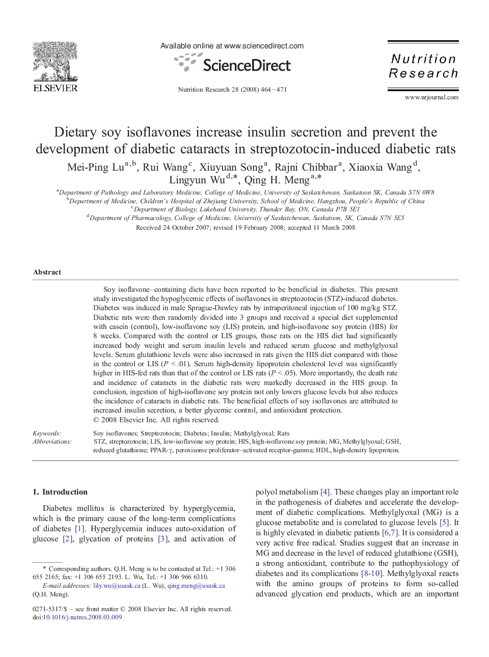 Dietary soy isoflavones increase insulin secretion and prevent the development of diabetic cataracts in streptozotocin-induced diabetic rats