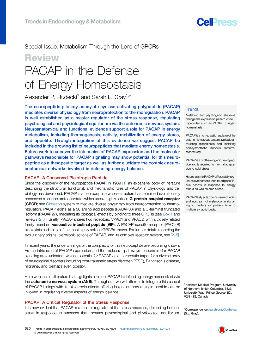 PACAP in the Defense of Energy Homeostasis