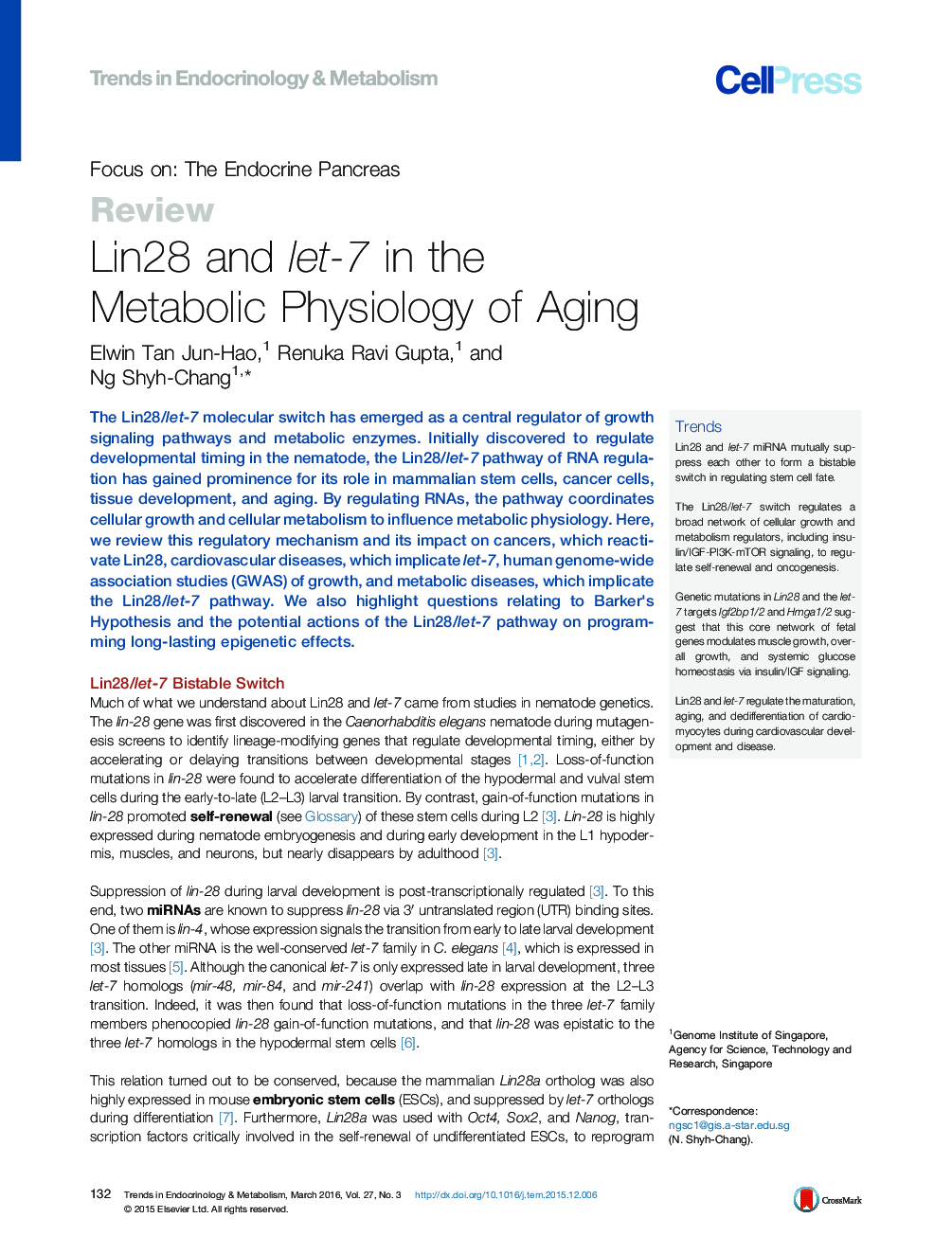 Lin28 and let-7 in the Metabolic Physiology of Aging