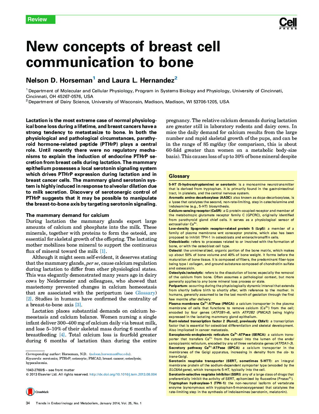 New concepts of breast cell communication to bone
