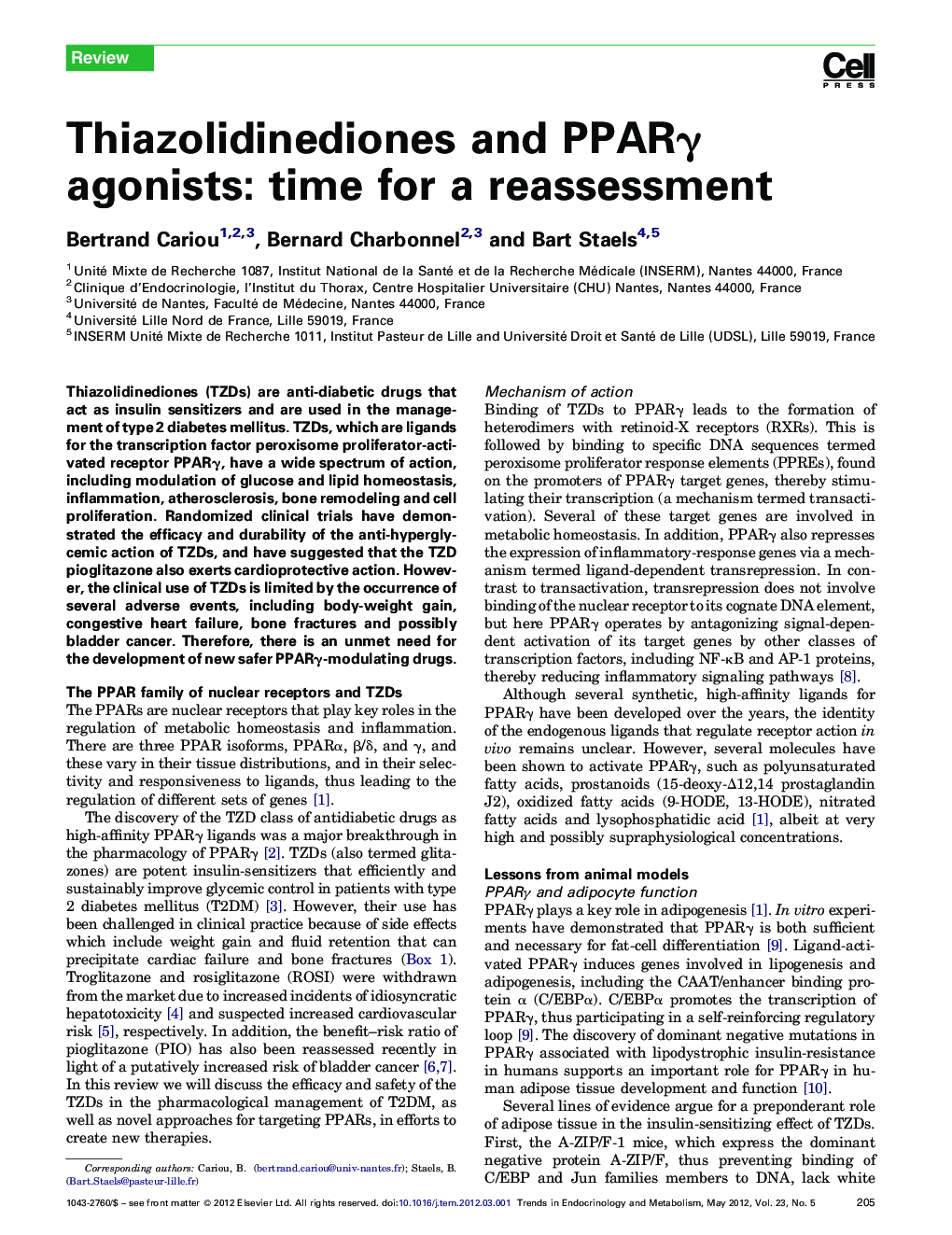 Thiazolidinediones and PPARγ agonists: time for a reassessment