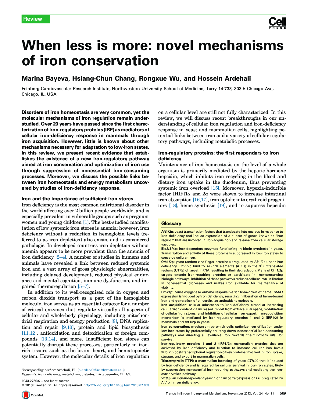 When less is more: novel mechanisms of iron conservation
