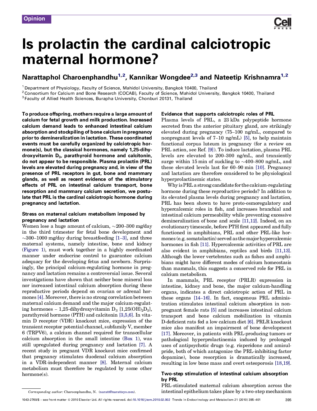 Is prolactin the cardinal calciotropic maternal hormone?