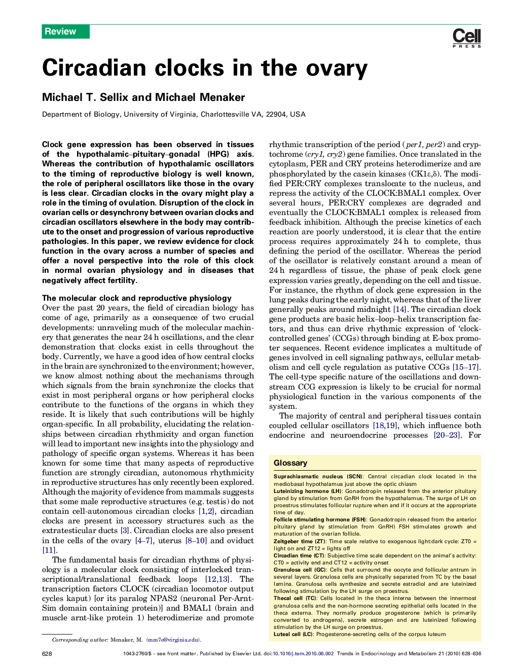 Circadian clocks in the ovary