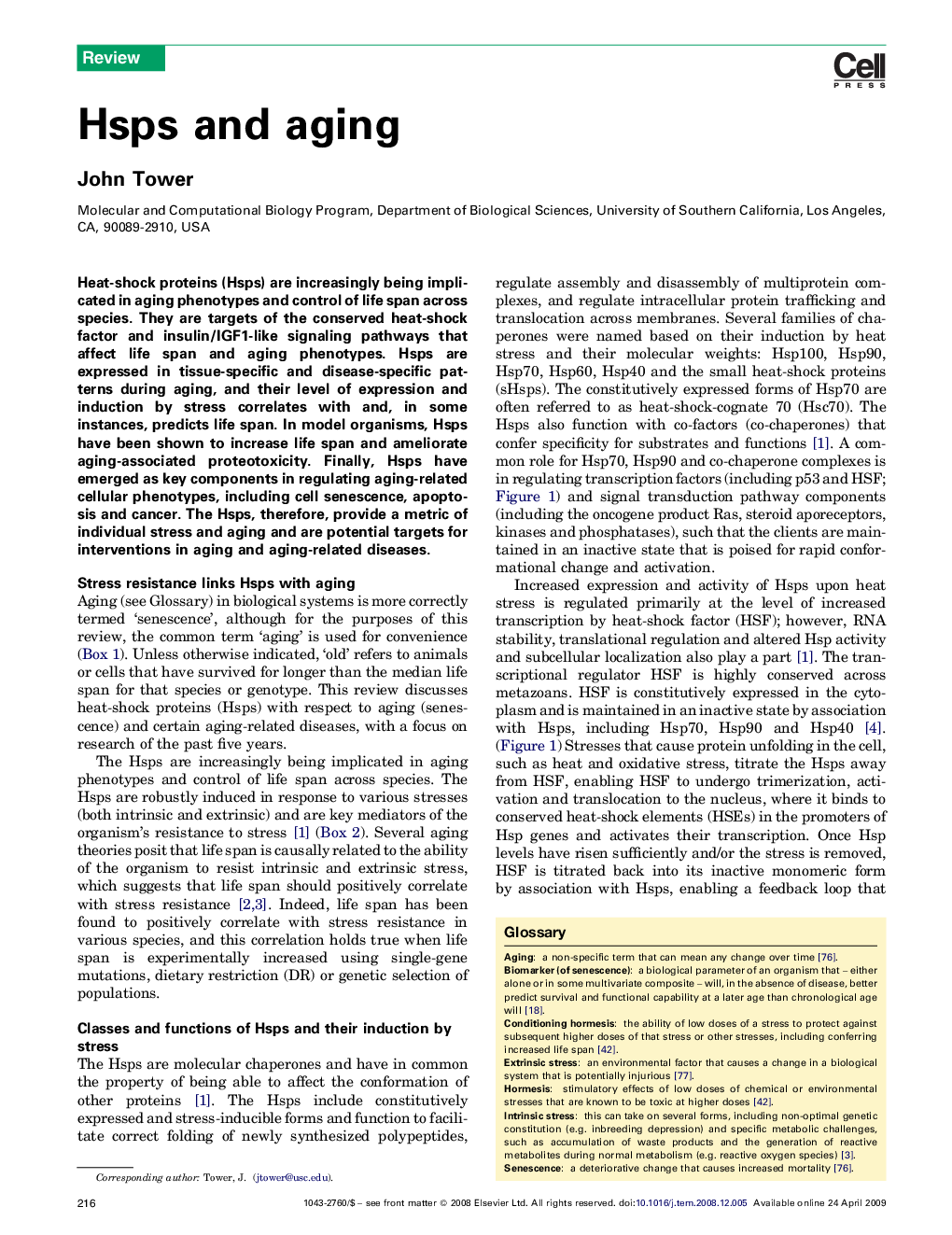 Hsps and aging
