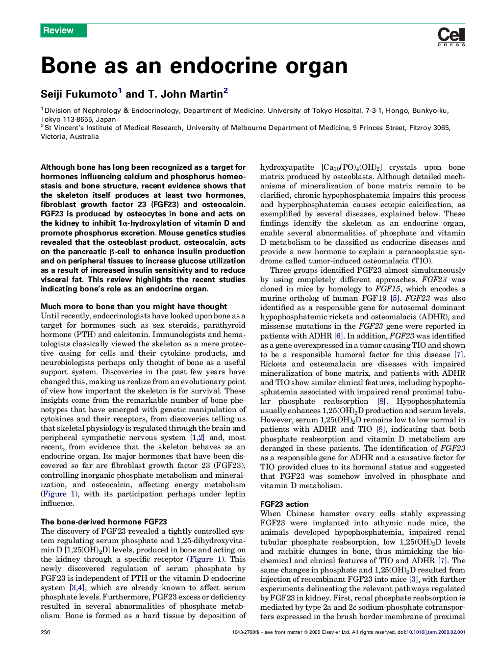 Bone as an endocrine organ