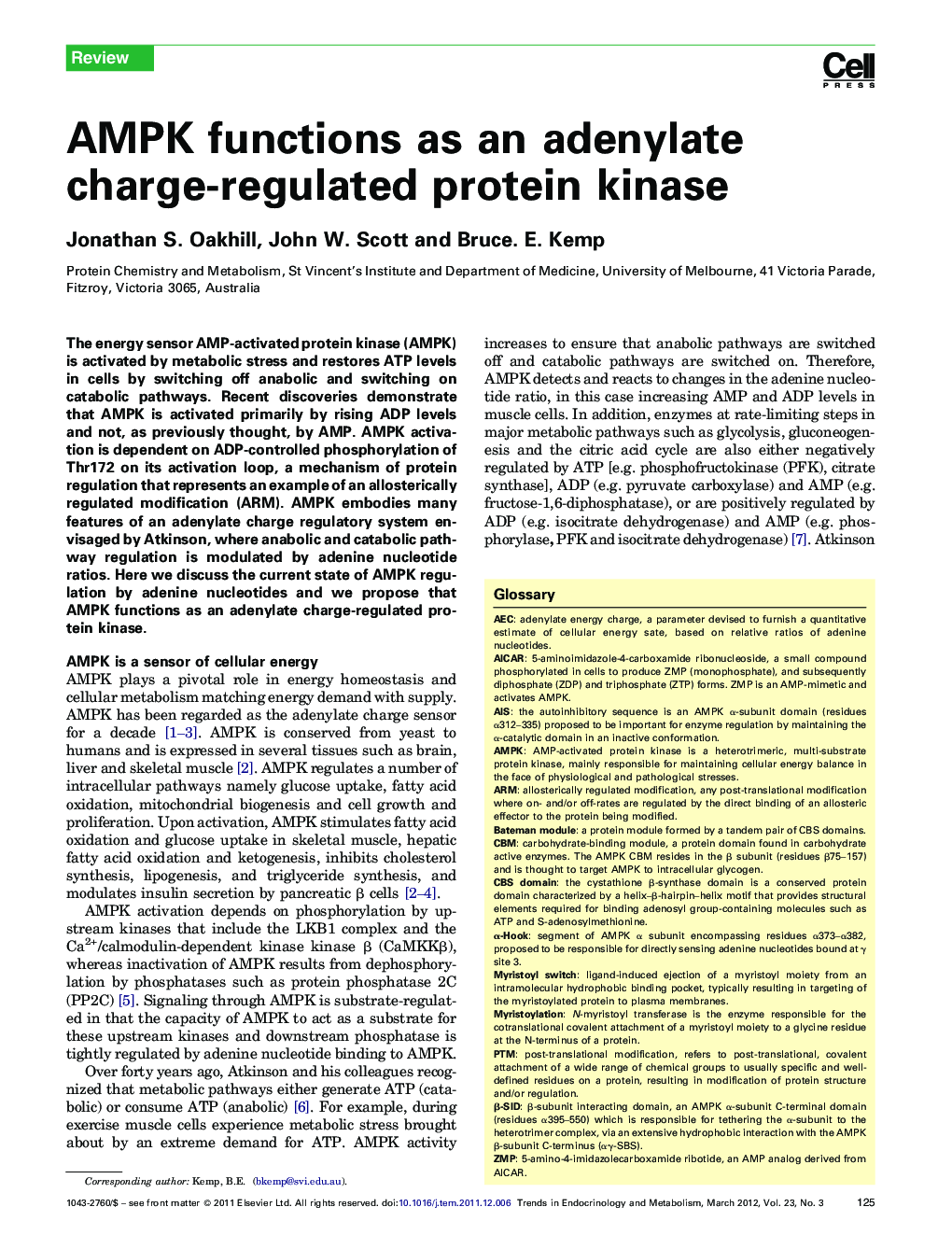 عکس صفحه اول مقاله: AMPK functions as an adenylate charge-regulated protein kinase AMPK functions as an adenylate charge-regulated protein kinase