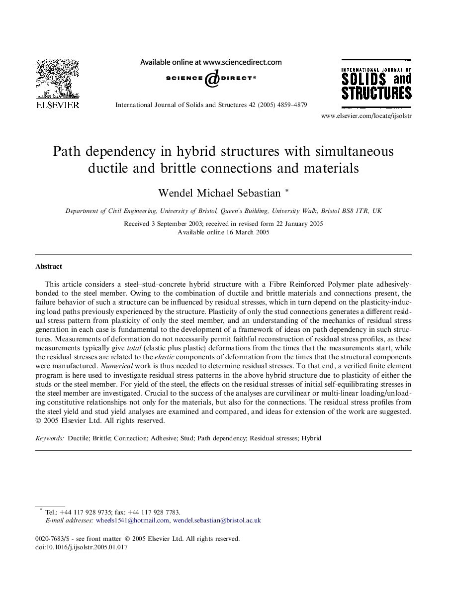 Path dependency in hybrid structures with simultaneous ductile and brittle connections and materials