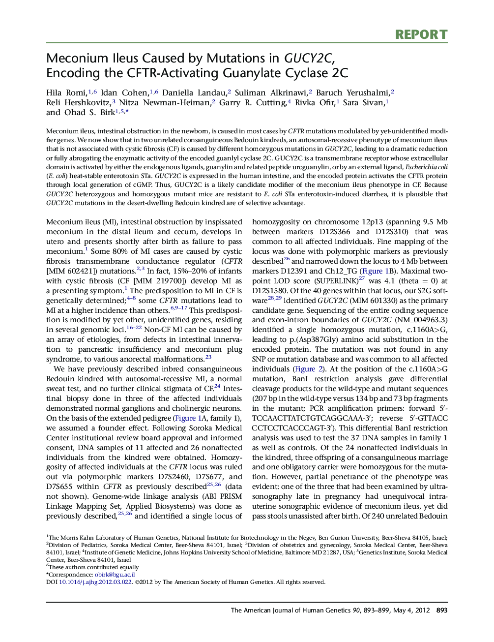 Meconium Ileus Caused by Mutations in GUCY2C, Encoding the CFTR-Activating Guanylate Cyclase 2C