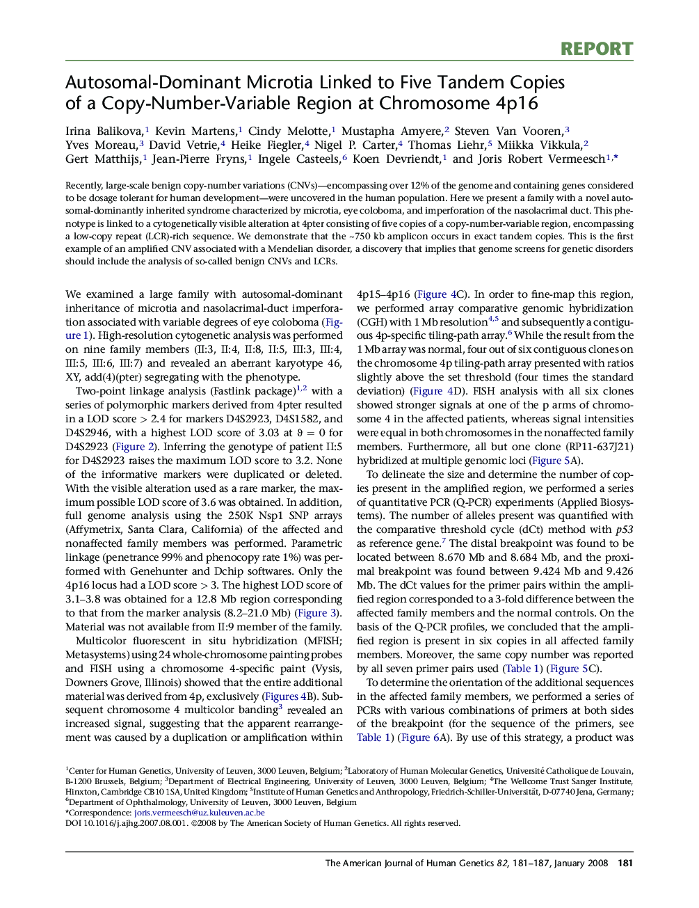 Autosomal-Dominant Microtia Linked to Five Tandem Copies of a Copy-Number-Variable Region at Chromosome 4p16