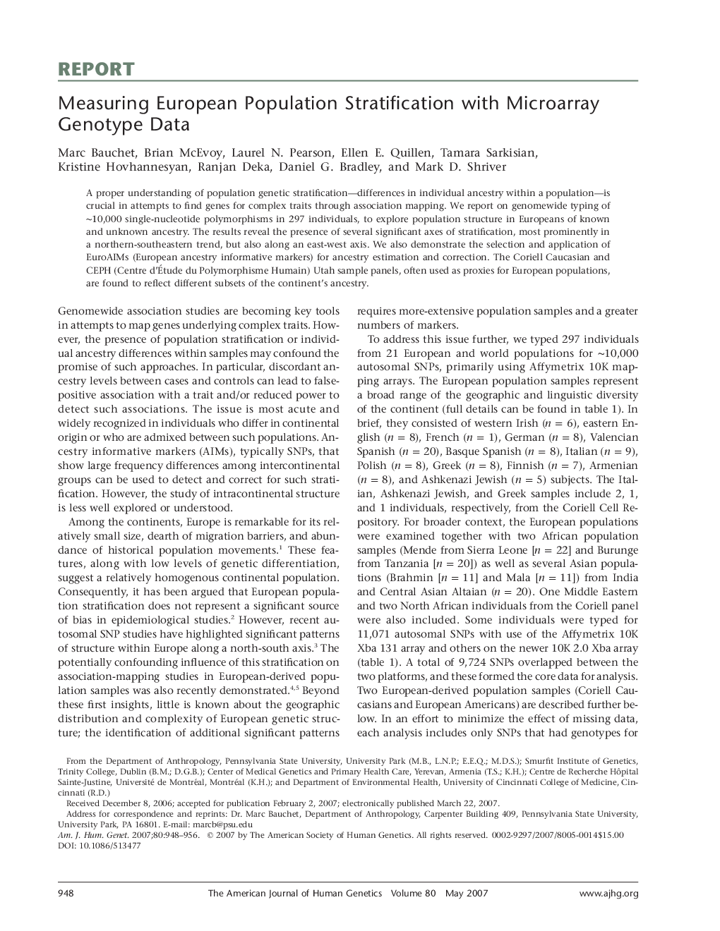 Measuring European Population Stratification with Microarray Genotype Data