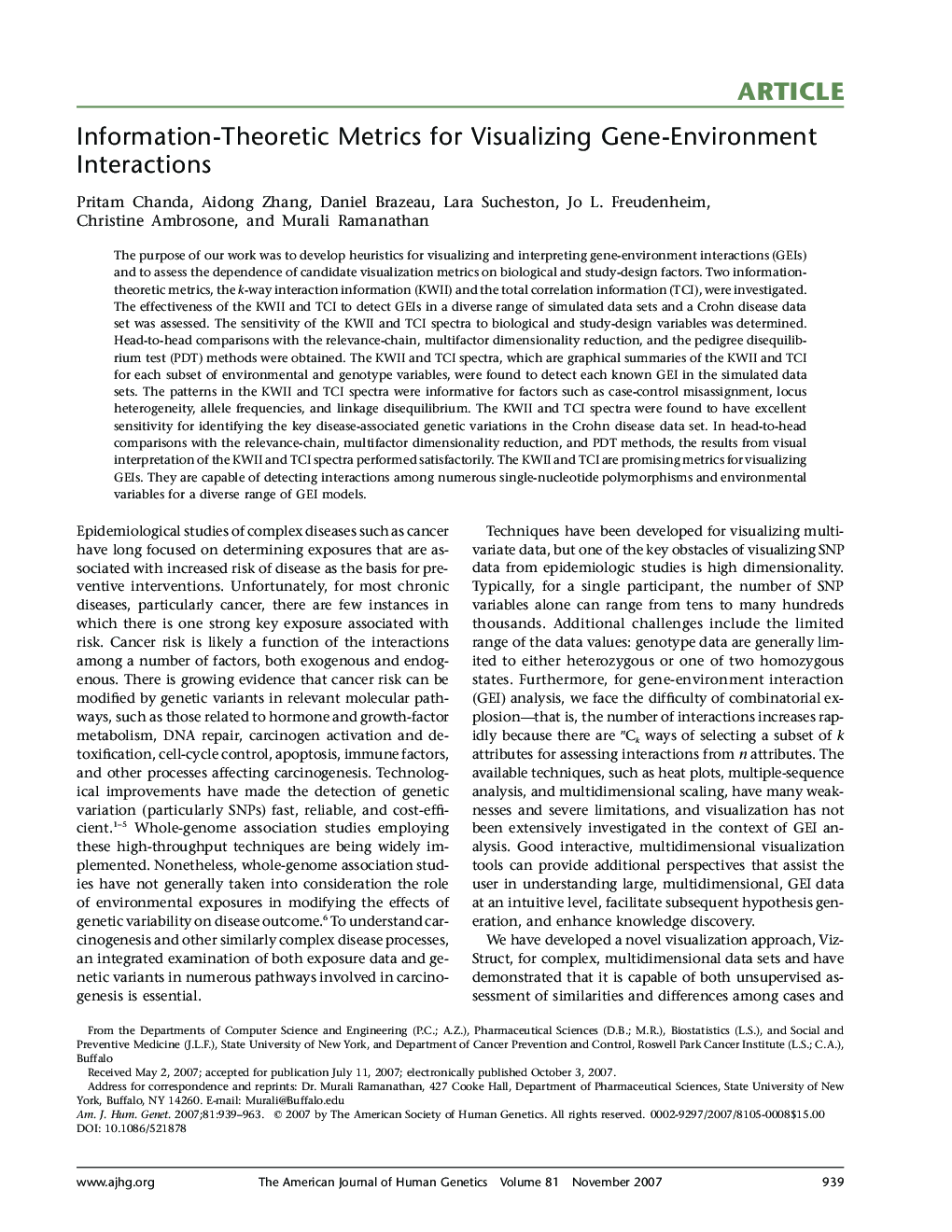 Information-Theoretic Metrics for Visualizing Gene-Environment Interactions