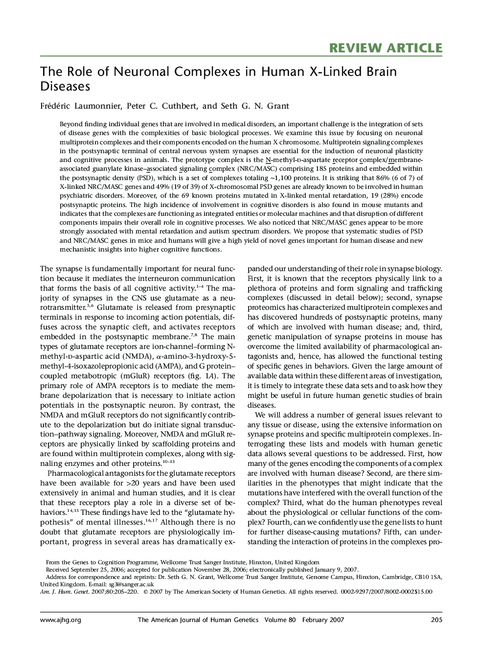 The Role of Neuronal Complexes in Human X-Linked Brain Diseases