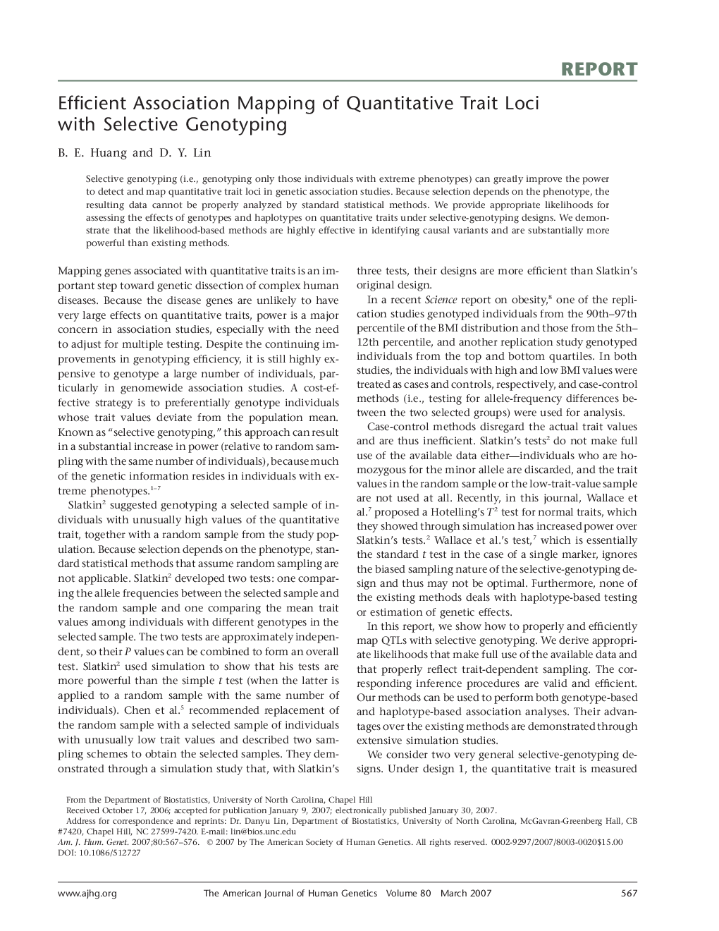 Efficient Association Mapping of Quantitative Trait Loci with Selective Genotyping