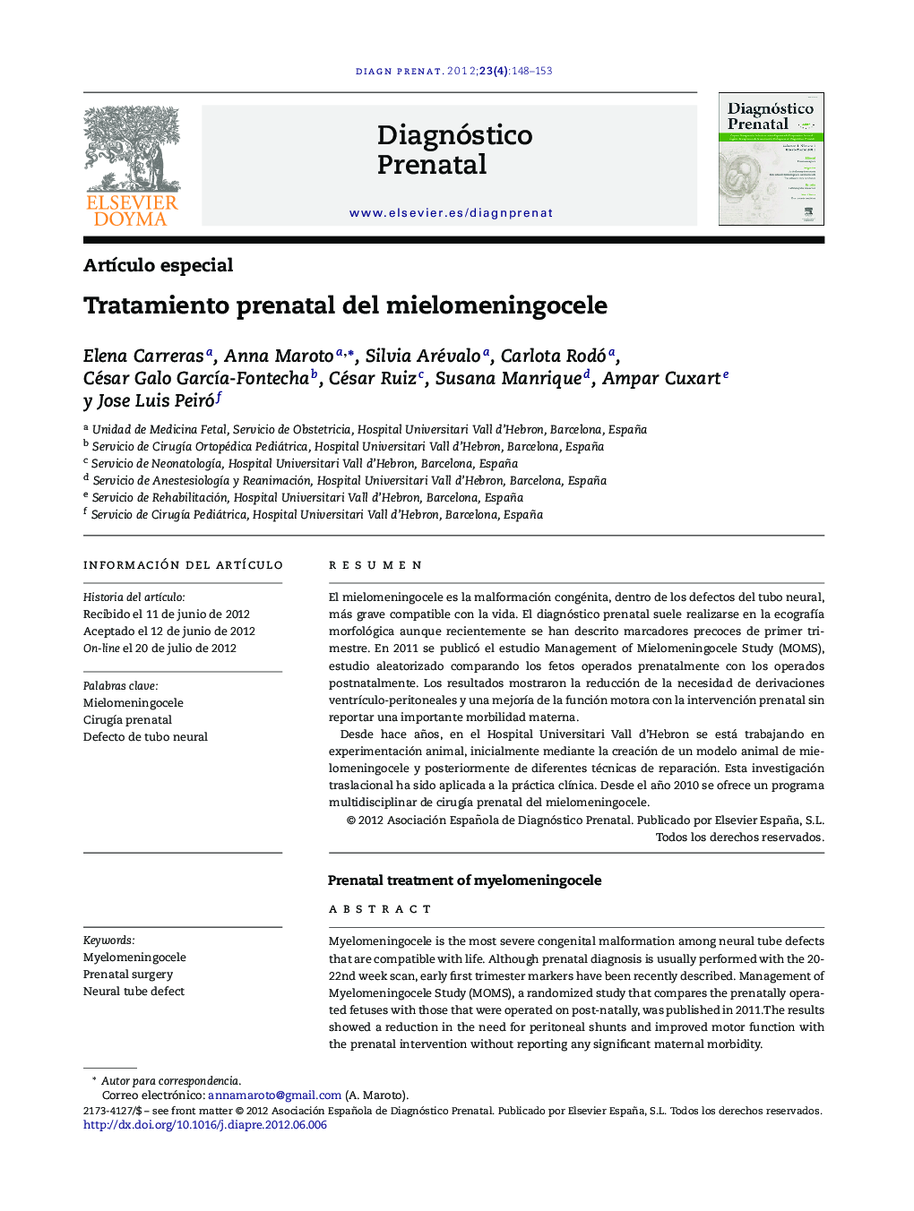 Tratamiento prenatal del mielomeningocele