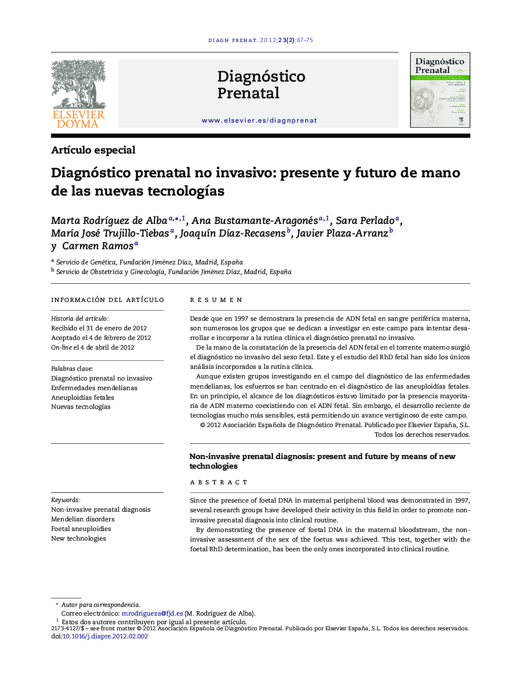 Diagnóstico prenatal no invasivo: presente y futuro de mano de las nuevas tecnologías