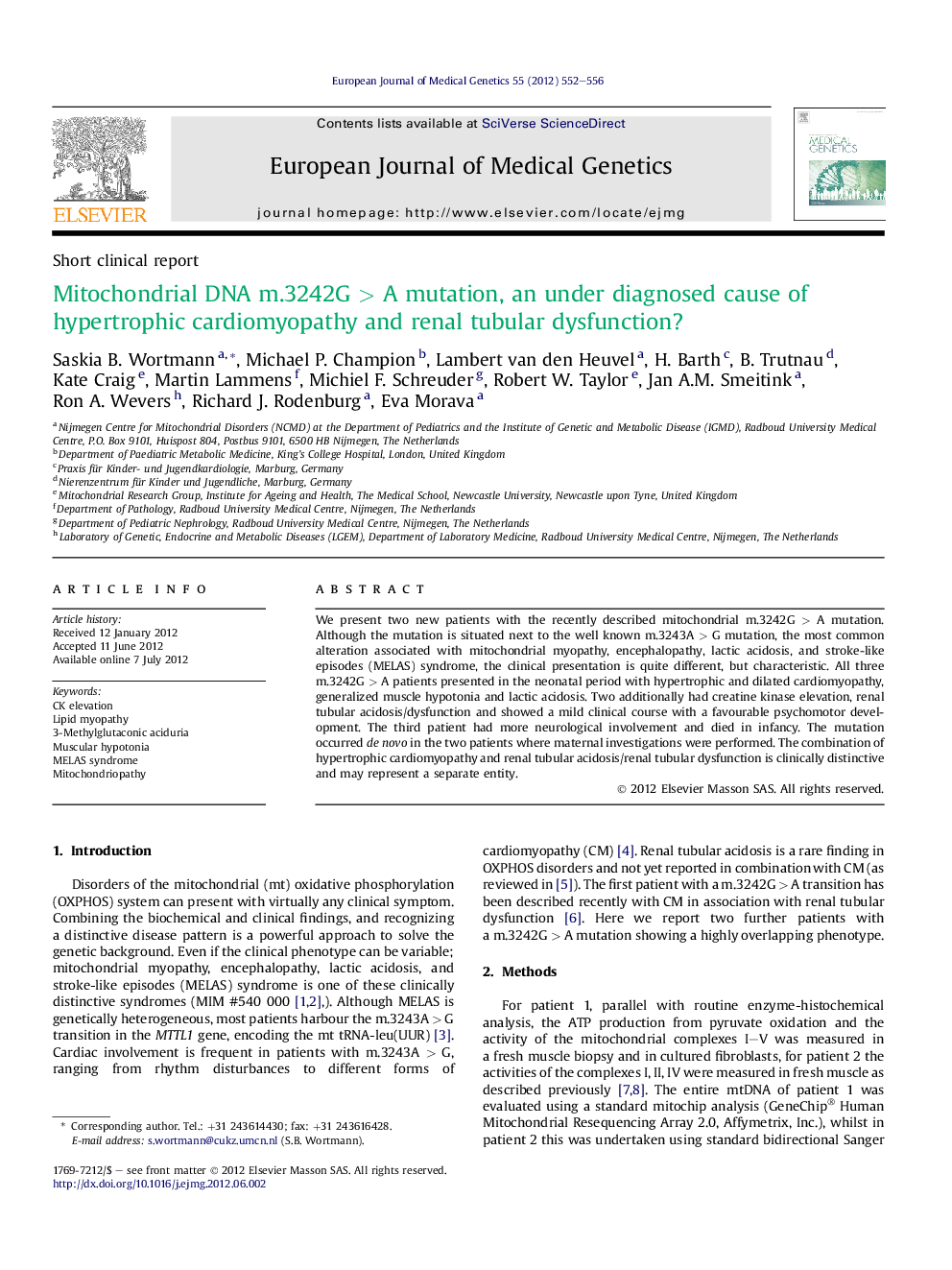 Mitochondrial DNA m.3242G > A mutation, an under diagnosed cause of hypertrophic cardiomyopathy and renal tubular dysfunction?