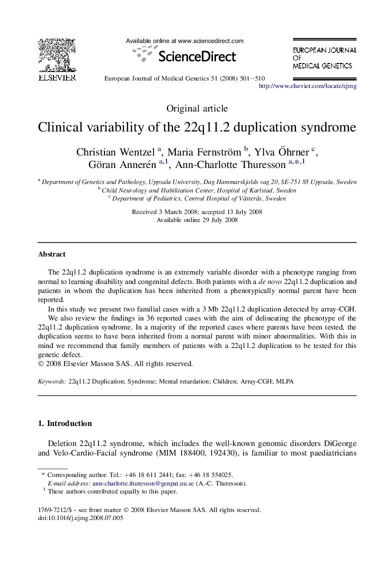 Clinical variability of the 22q11.2 duplication syndrome