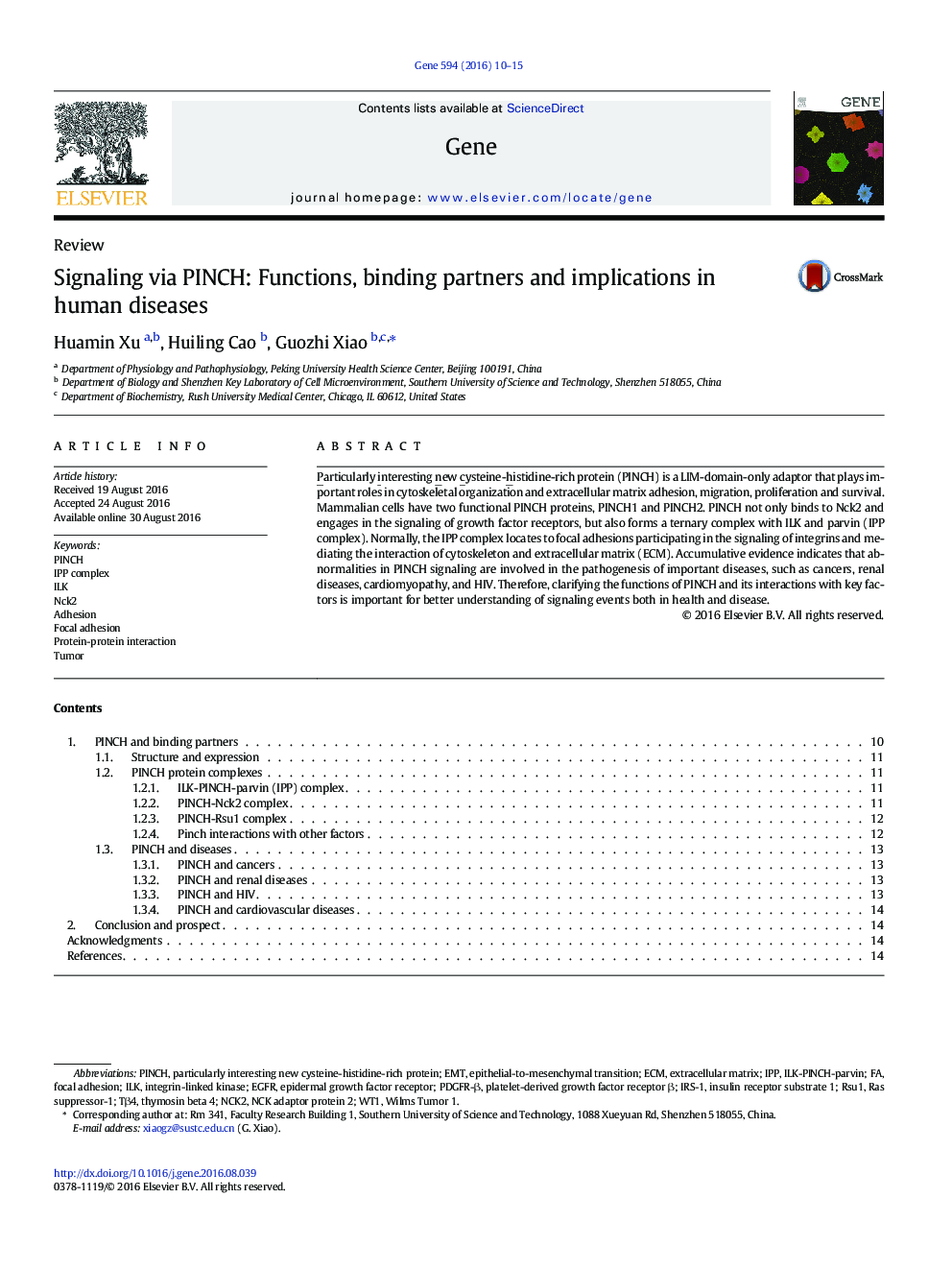 عکس صفحه اول مقاله: Signaling via PINCH: Functions, binding partners and implications in human diseases Signaling via PINCH: Functions, binding partners and implications in human diseases