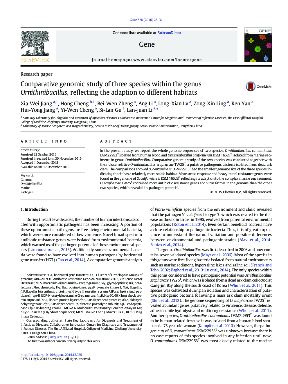 Comparative genomic study of three species within the genus Ornithinibacillus, reflecting the adaption to different habitats