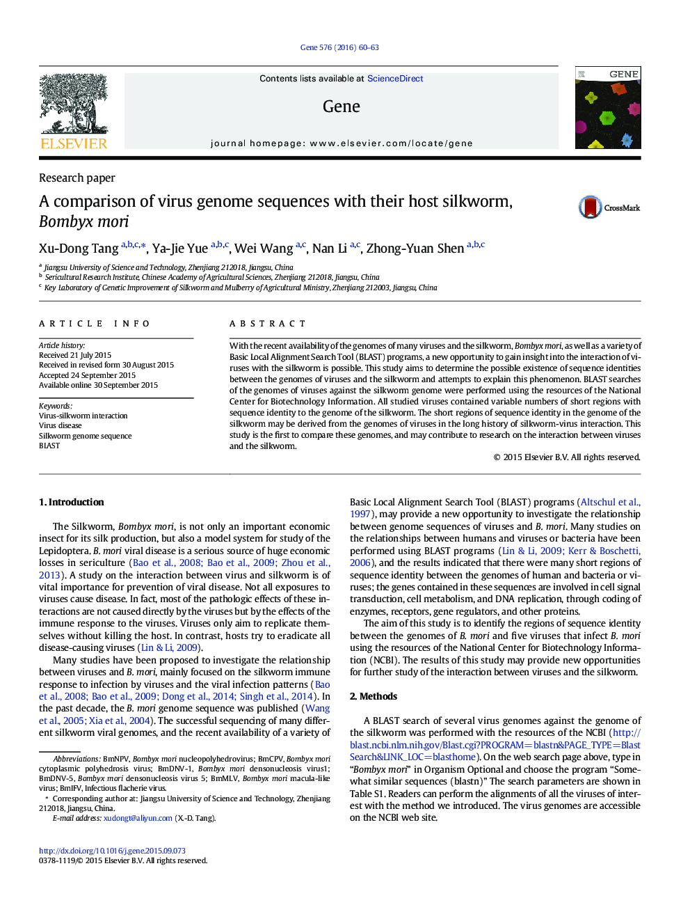 A comparison of virus genome sequences with their host silkworm, Bombyx mori