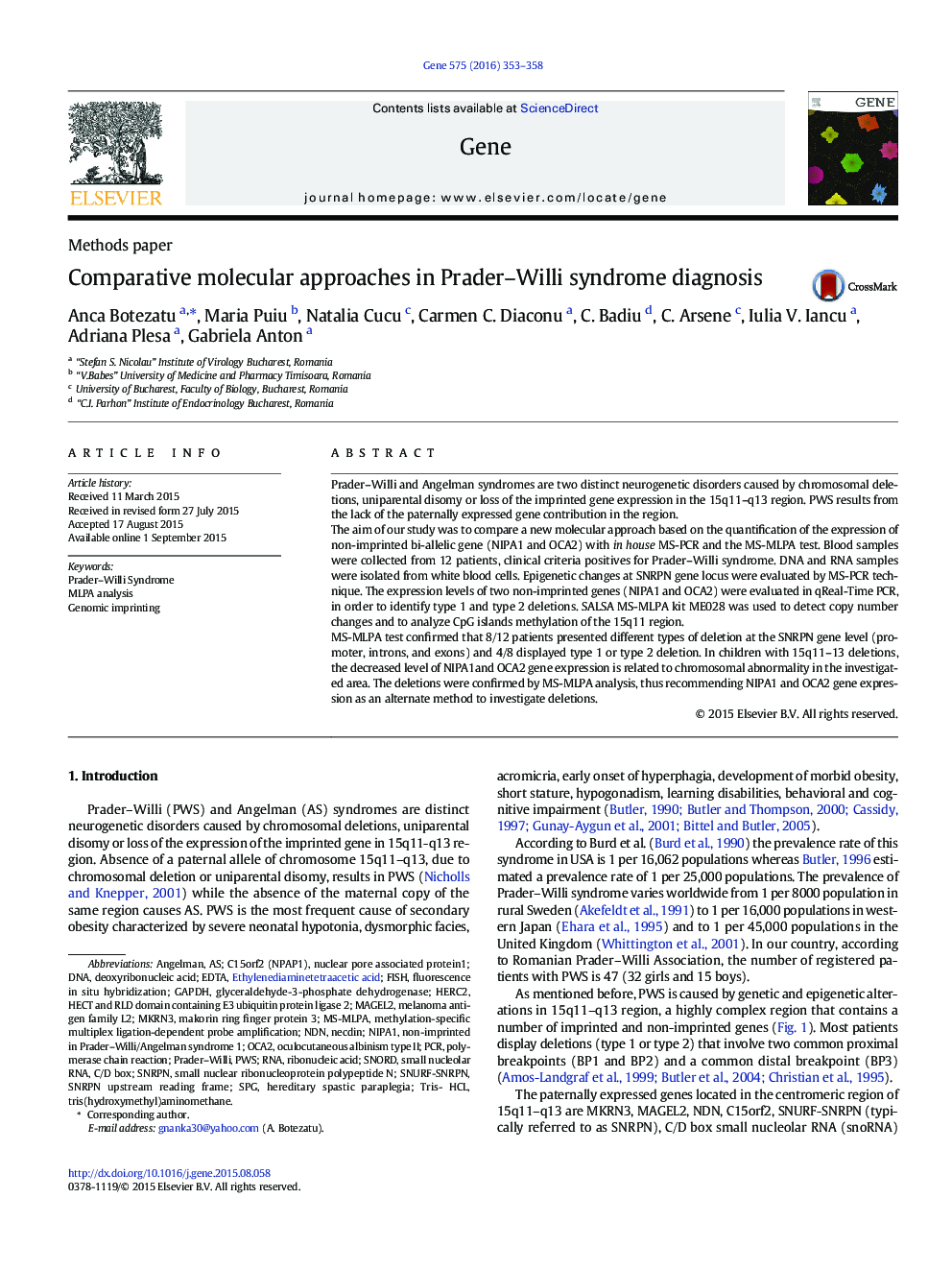 Comparative molecular approaches in Prader–Willi syndrome diagnosis