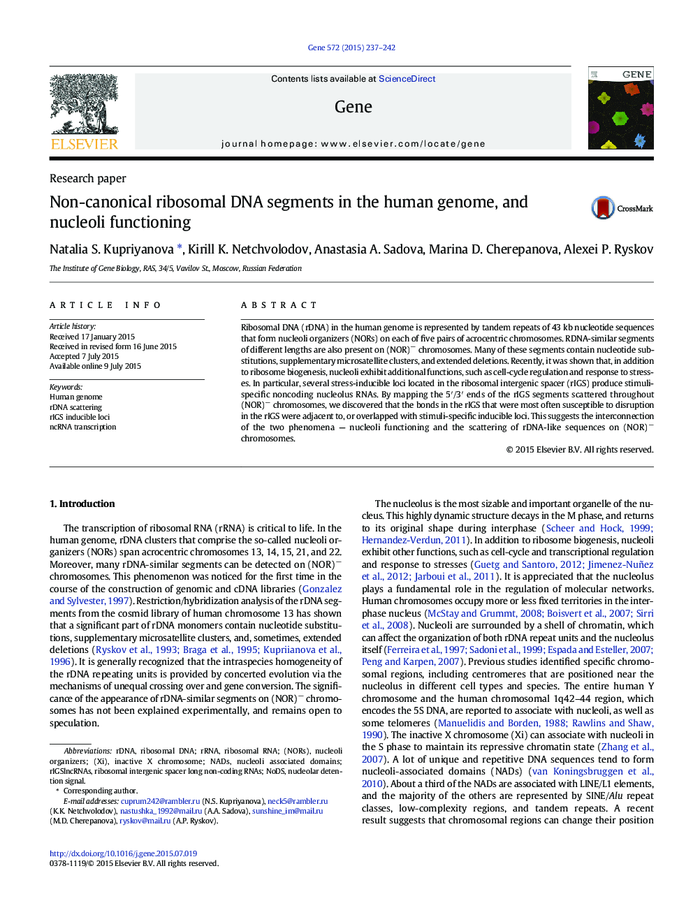 Non-canonical ribosomal DNA segments in the human genome, and nucleoli functioning