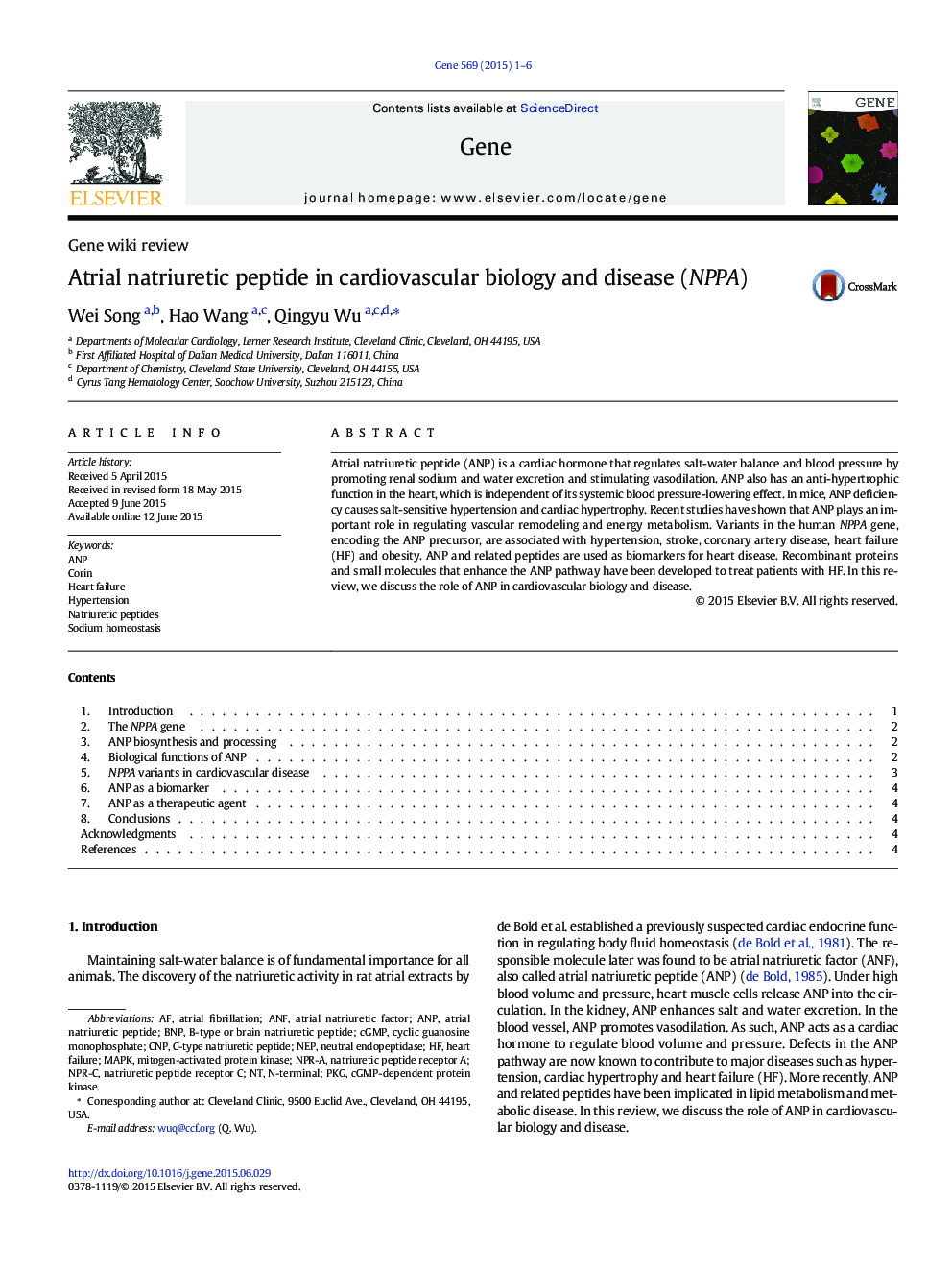 Atrial natriuretic peptide in cardiovascular biology and disease (NPPA)