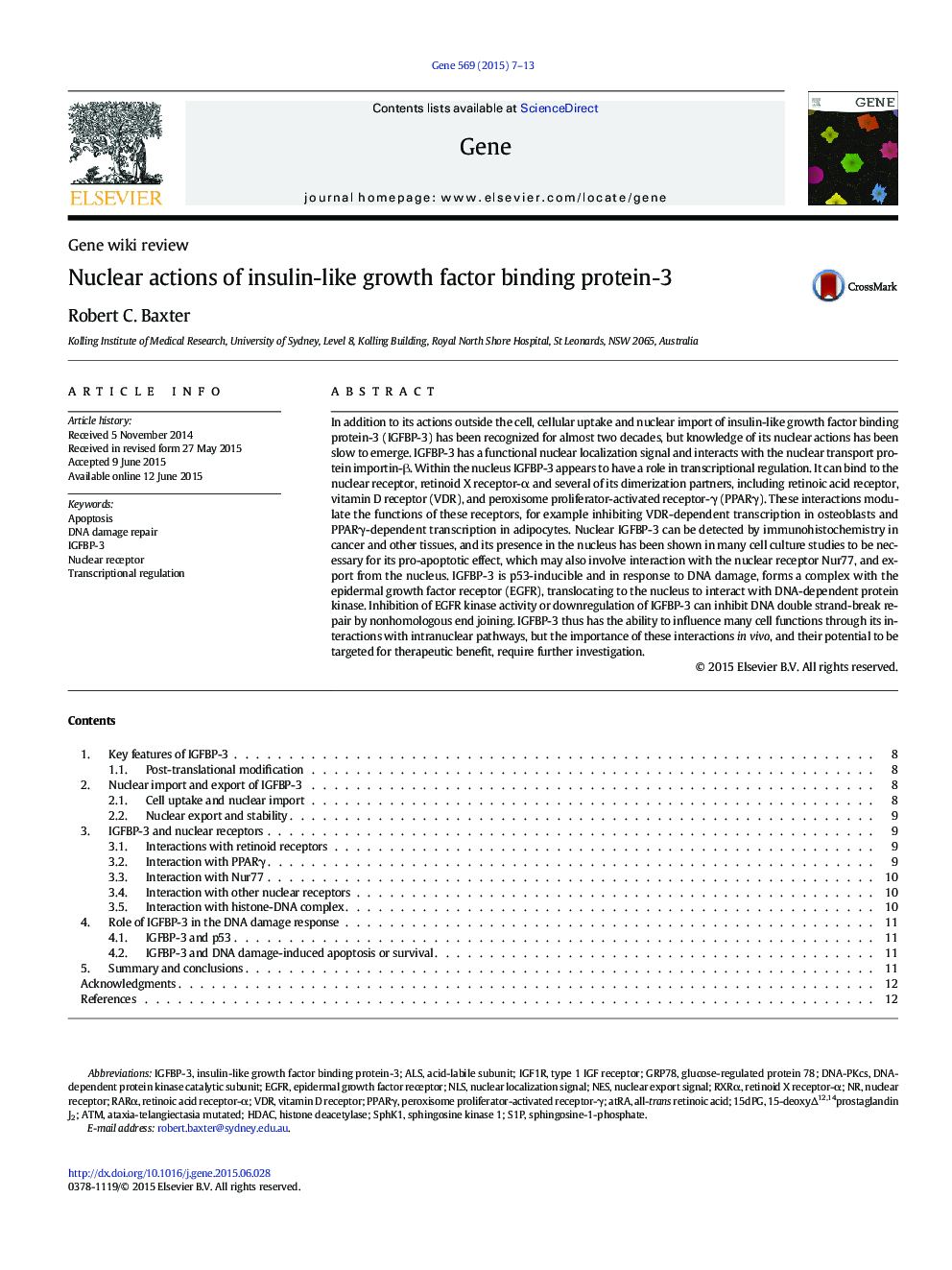 Nuclear actions of insulin-like growth factor binding protein-3