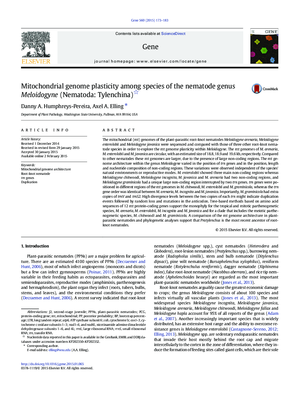 Mitochondrial genome plasticity among species of the nematode genus Meloidogyne (Nematoda: Tylenchina) 