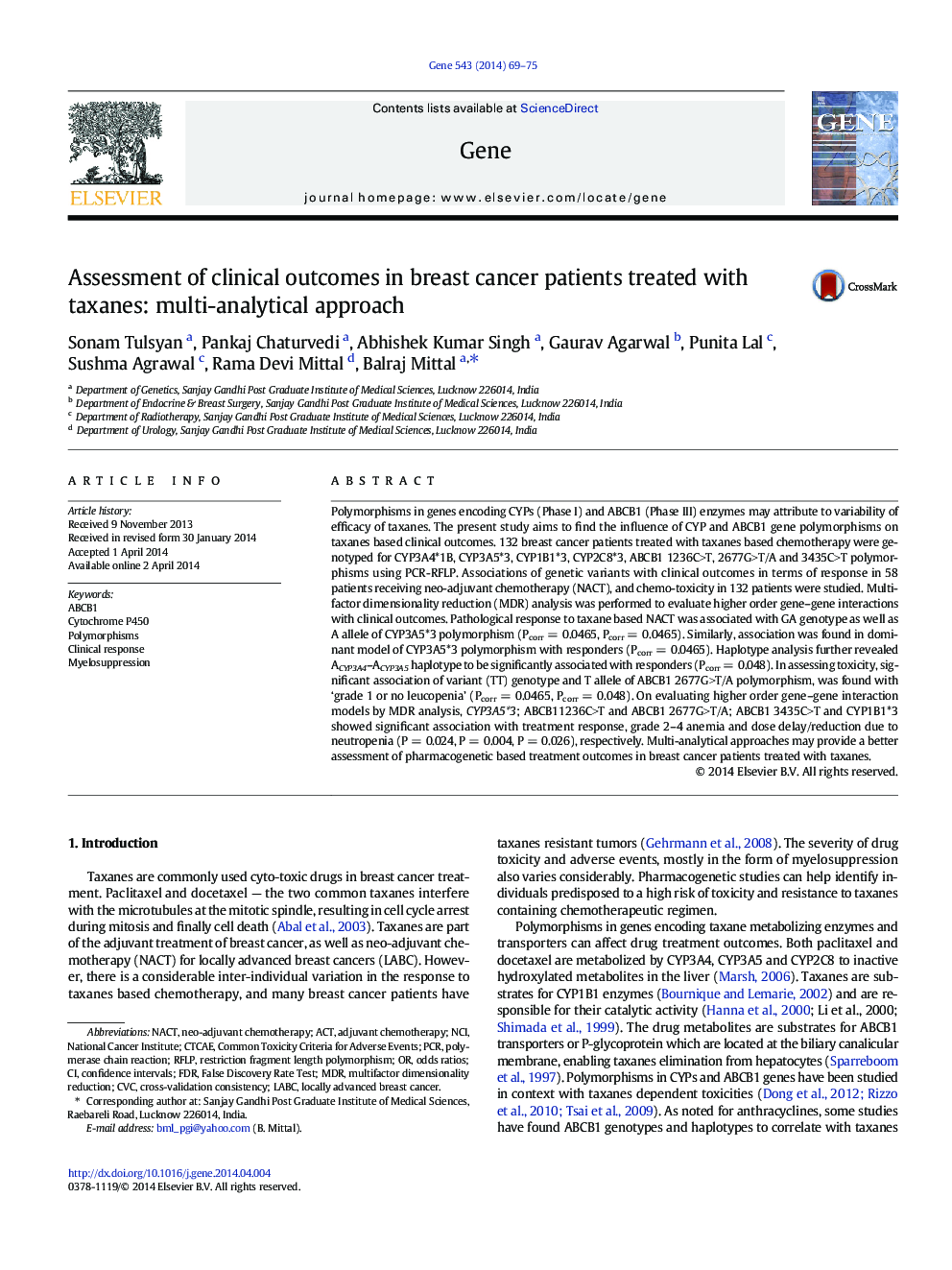 Assessment of clinical outcomes in breast cancer patients treated with taxanes: multi-analytical approach